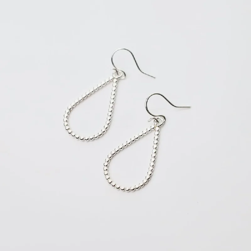 vintage pearl earrings for women-Sterling Silver Smashed Bead Teardrop Earrings