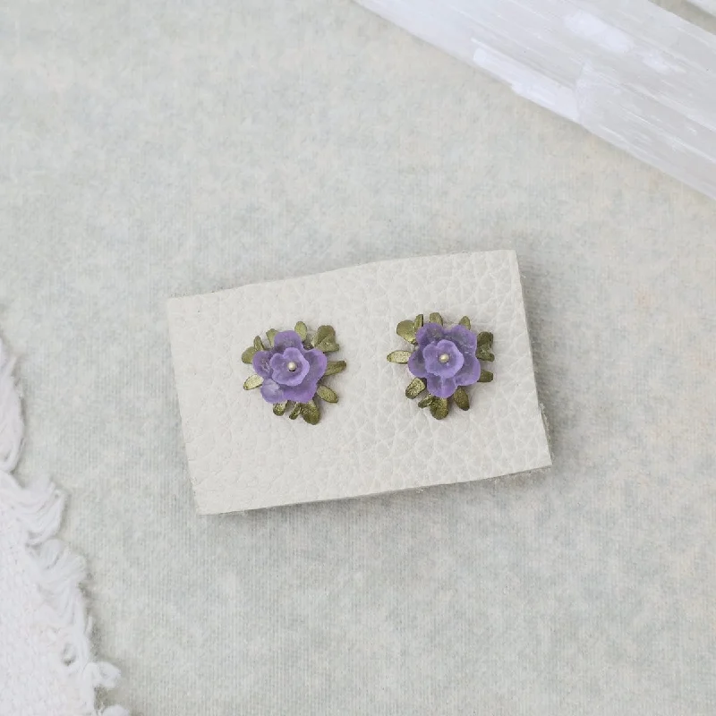 emerald earrings for women-Mums Stud Earrings in Lavender