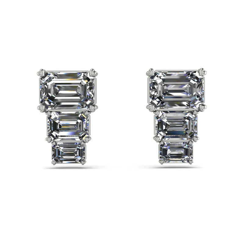 unique hoop earrings for women-Hidden Diamonds Emerald Diamond Earrings - Briella No. 3