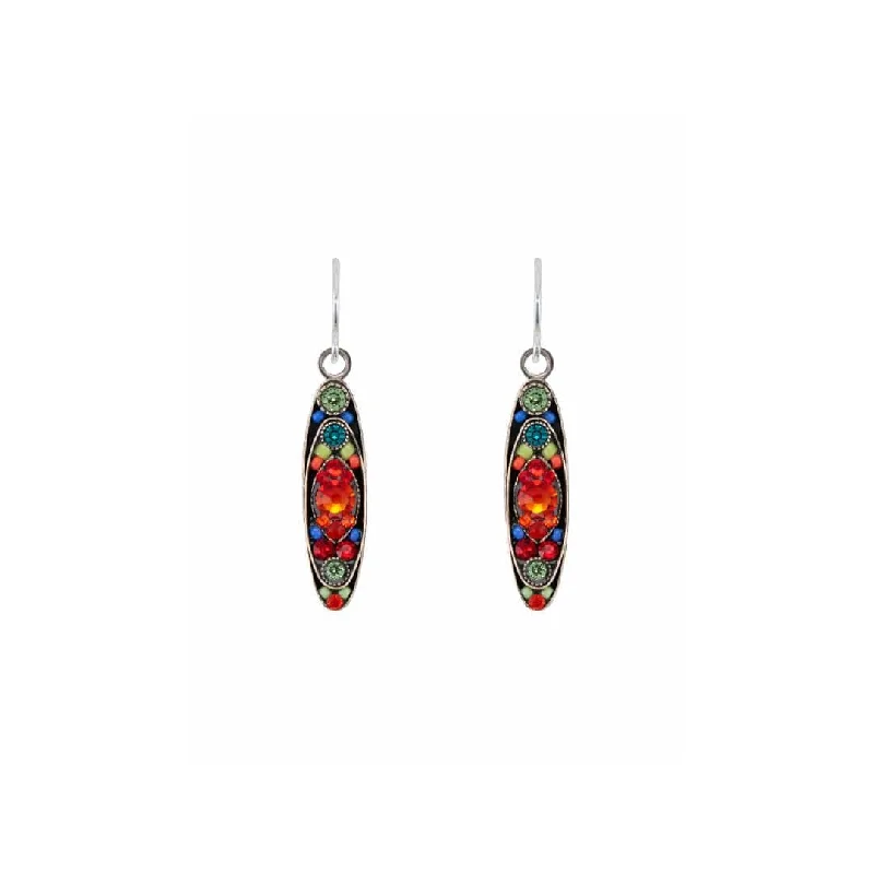 precious earrings for women-Multicolor Sparkle Long Oval Earrings