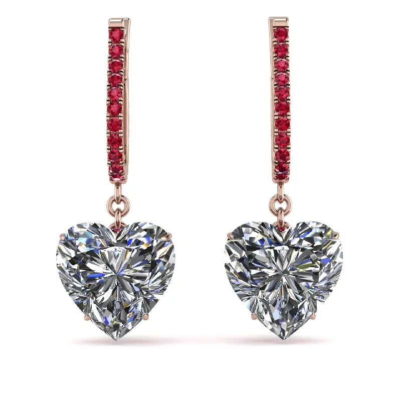 bold drop earrings for women-Heart Diamond Earrings - Noelle No. 47