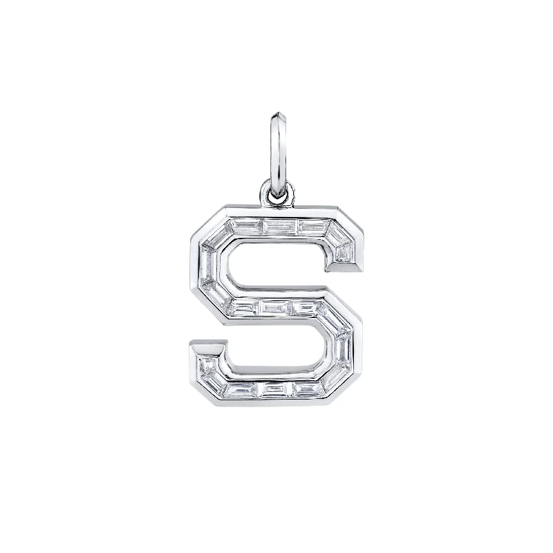 trendy gold necklaces for women-READY TO SHIP DIAMOND BAGUETTE LETTER PENDANT