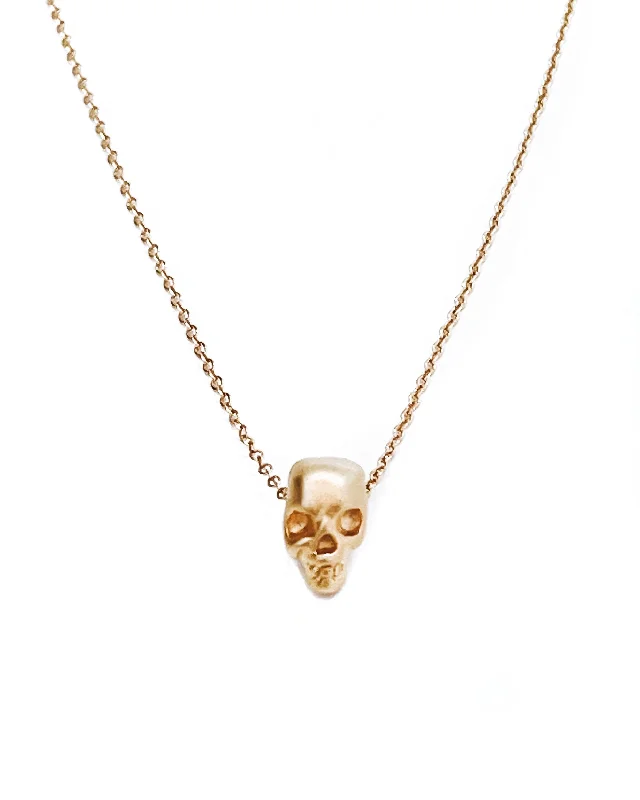 personalized gemstone necklaces for women-Trixie Matte Skull Necklace