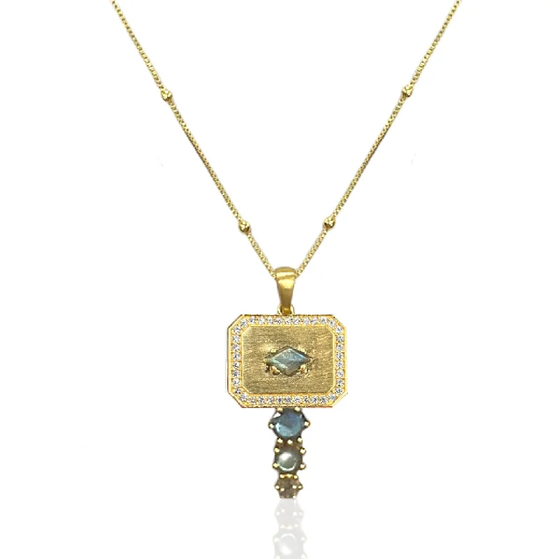 dainty pendant necklaces for women-GOLD LABRADORITE DALIA NECKLACE