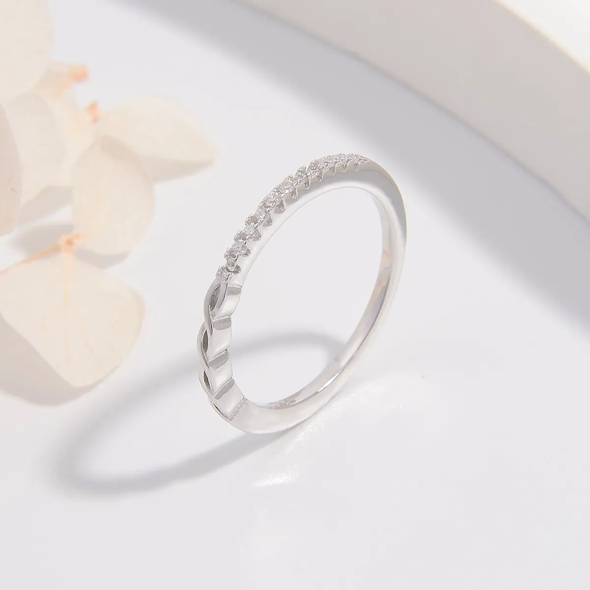 rose gold promise rings for women-Ig Style Cute Sweet Twist Sterling Silver Plating Hollow Out Inlay Zircon White Gold Plated Rhodium Plated Rings