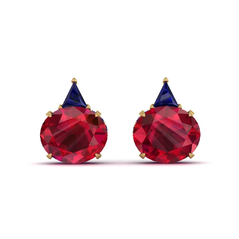 silver drop earrings for women-Hidden Halo Ruby Earrings - Rosalie No. 70