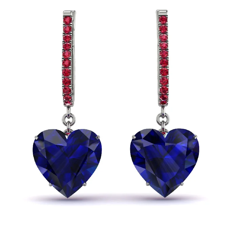 creative stud earrings for women-Heart Sapphire Earrings - Noelle No. 60