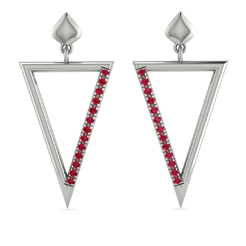 sleek stud earrings for women-Triangle Ruby Stud Earrings - Amiyah No. 12