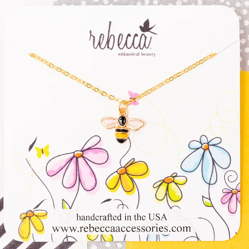 fashion statement necklaces for women-Bumble Bee Enamel Charm Necklace