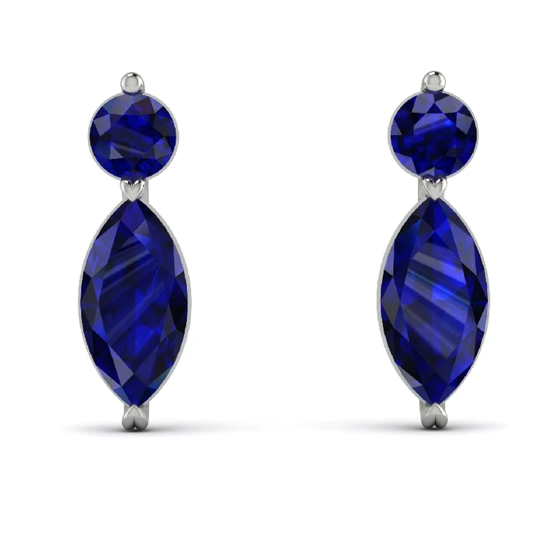 sparkling stud earrings for women-Hanging Marquise Sapphire Earrings - Lacey No. 15