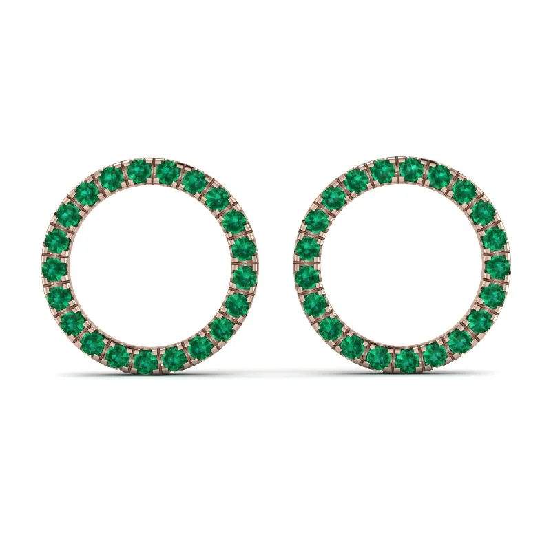 diamond stud earrings for women-Circle Stud Emerald Earring - Lucille No. 5