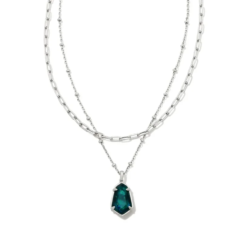 trendy heart-shaped necklaces for women-Kendra Scott | Alexandria Multi Strand Necklace Silver Teal Green Illusion