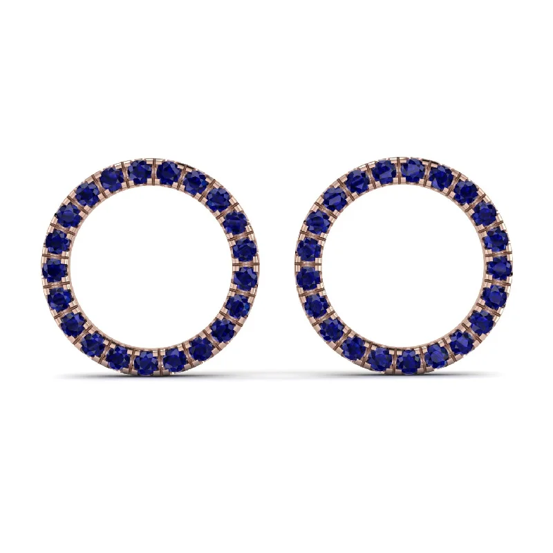 classic earrings for women-Circle Stud Sapphire Earring - Lucille No. 14