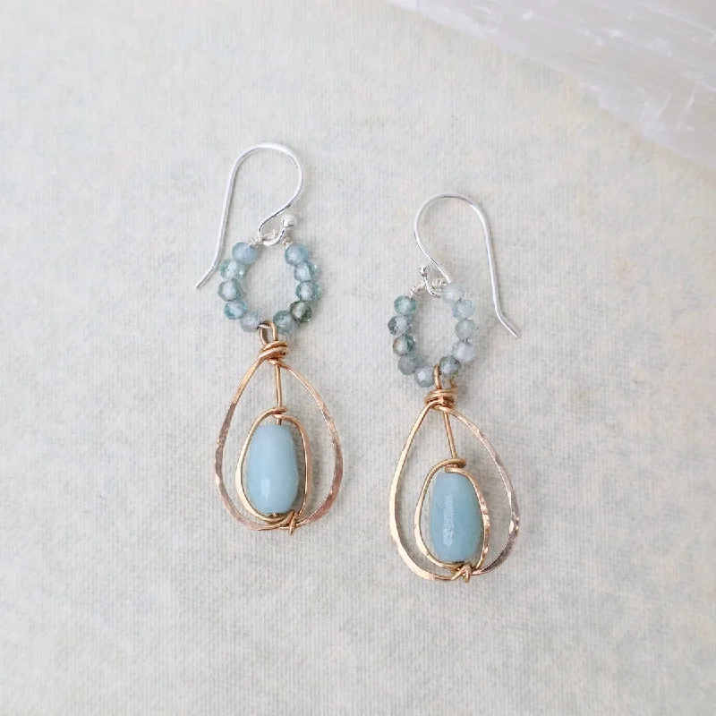 gold chandelier earrings for women-Amazonite Double Swing Drop Earrings