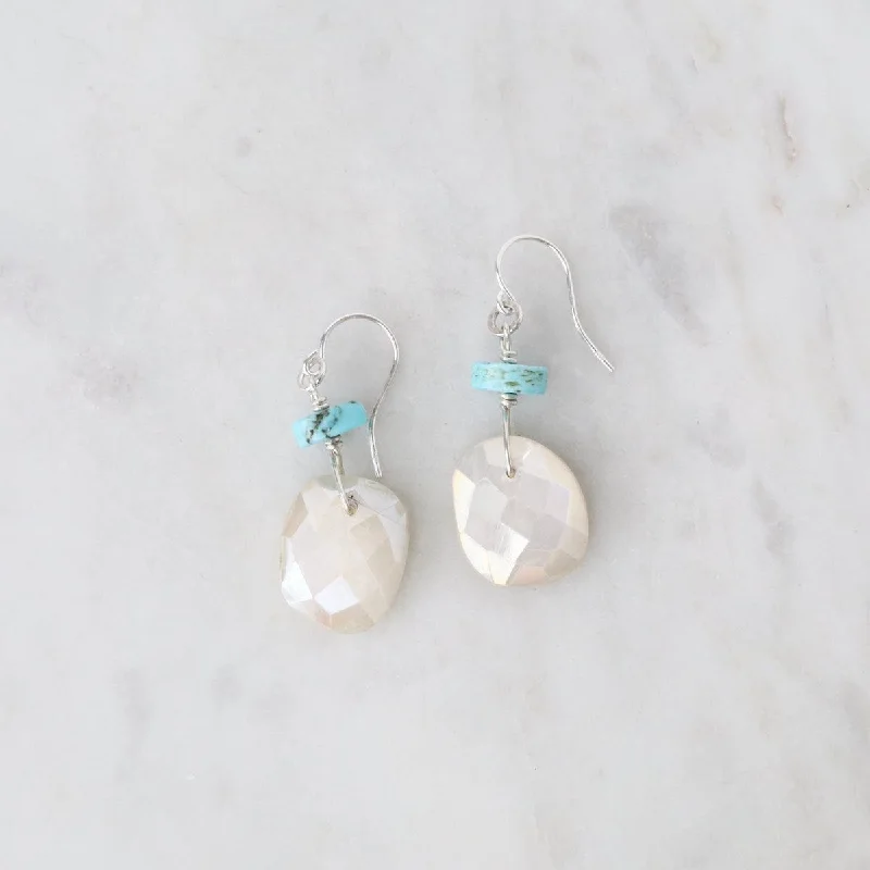 dainty hoop earrings for women-Moonstone and Turquoise Earrings