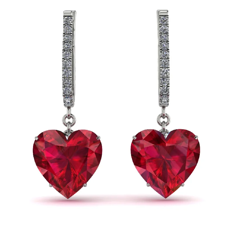 luxurious earrings for women-Heart Ruby Earrings - Noelle No. 12