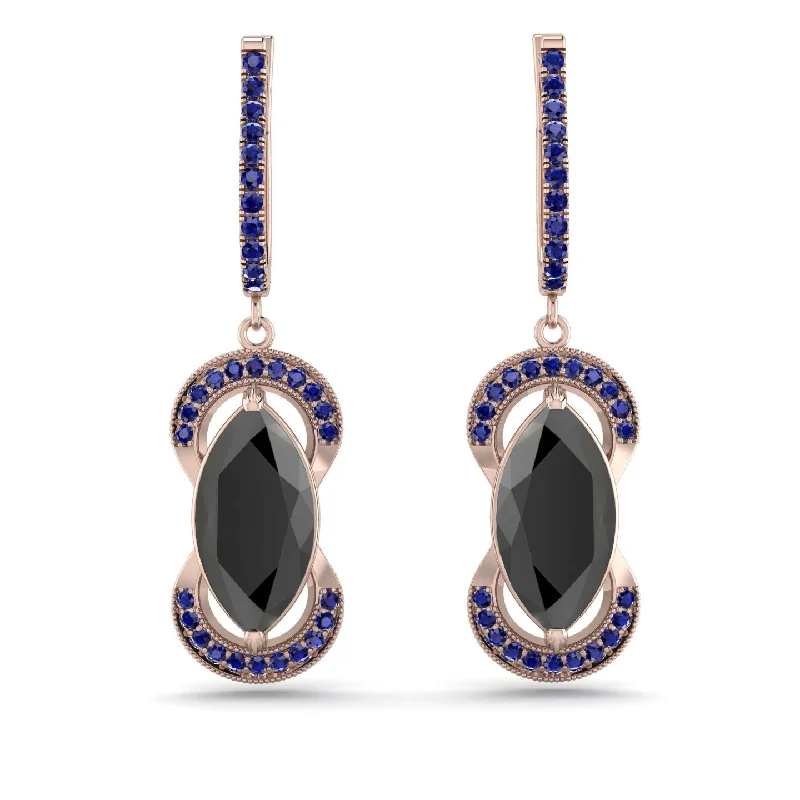 classic pearl drop earrings for women-Marquise Vintage Black Diamond Earrings - Marley No. 68