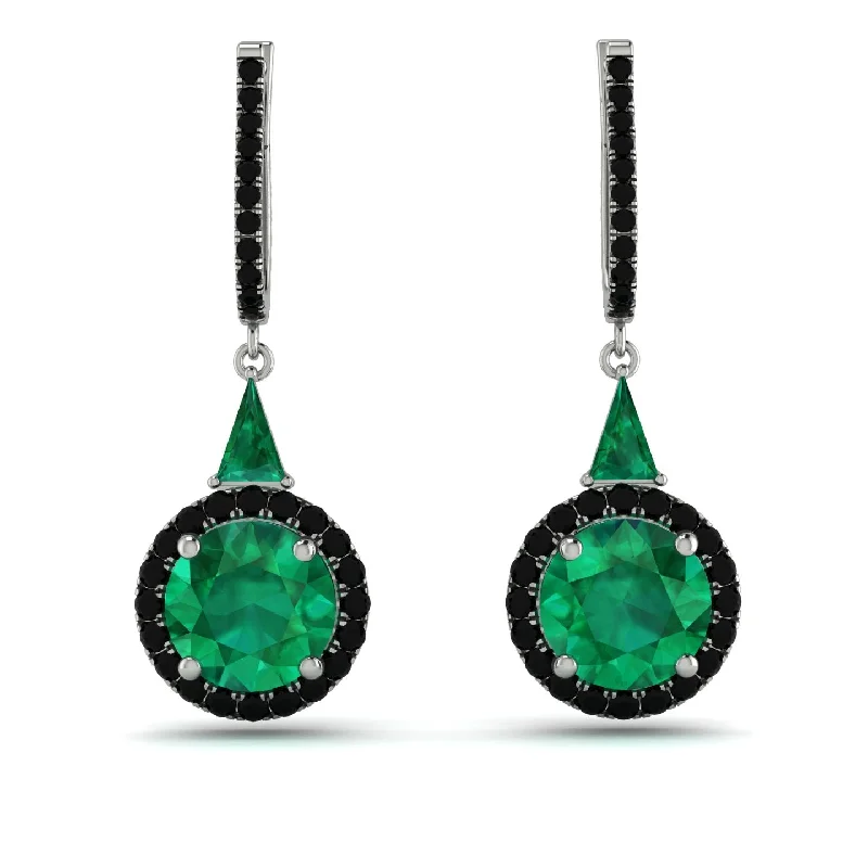 gold stud earrings for women-Hidden Halo Emerald Earrings - Joanna No. 36