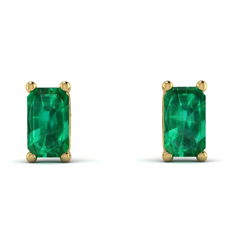 minimalistic earrings for women-Hidden Diamonds Emerald Cut Emerald Earrings - Angel No. 34