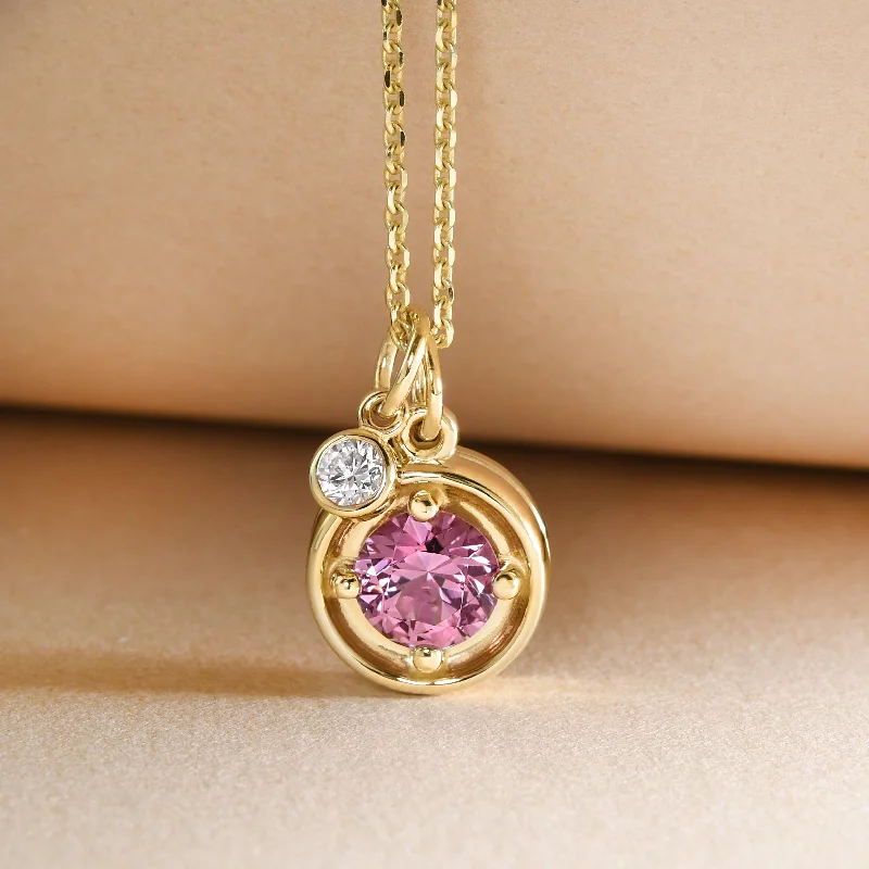 luxury pendant necklaces for women-Spinel And Diamond Charm Necklace