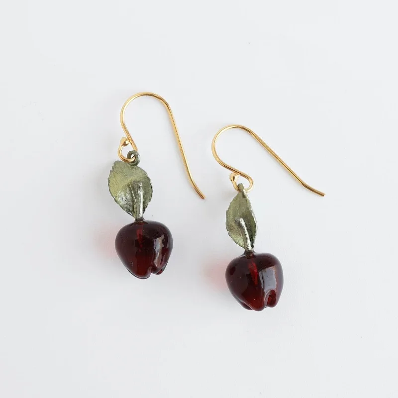 trendy gemstone earrings for women-Delicious Apple Wire Earrings