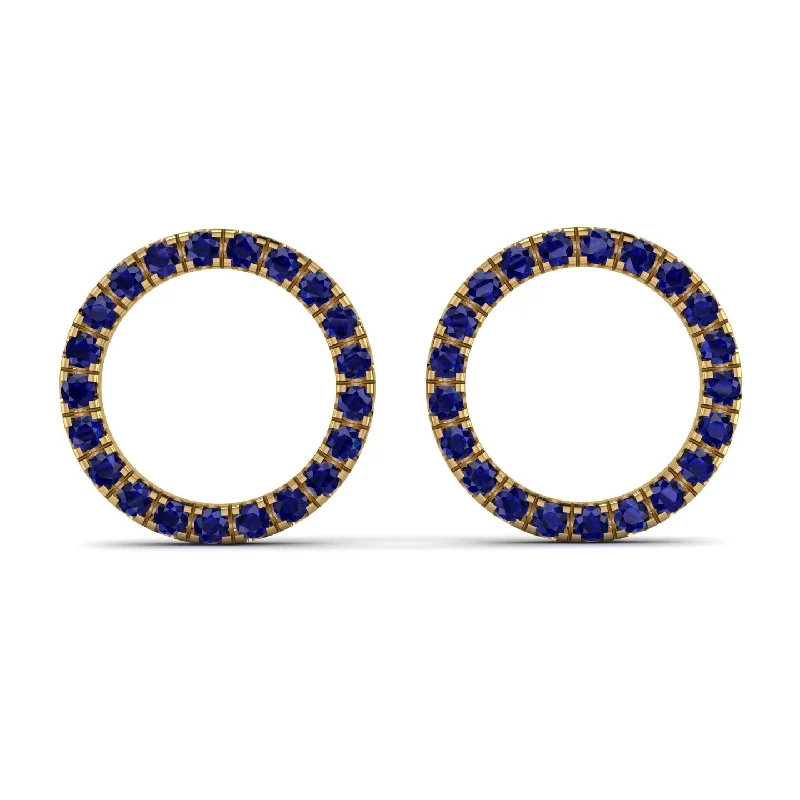 modern earrings for women-Circle Stud Sapphire Earring - Lucille No. 13