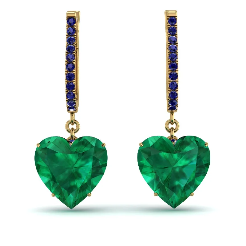 fashionable stud earrings for women-Heart Emerald Earrings - Noelle No. 64