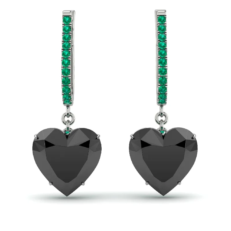 pearl drop earrings for women-Heart Black Diamond Earrings - Noelle No. 24