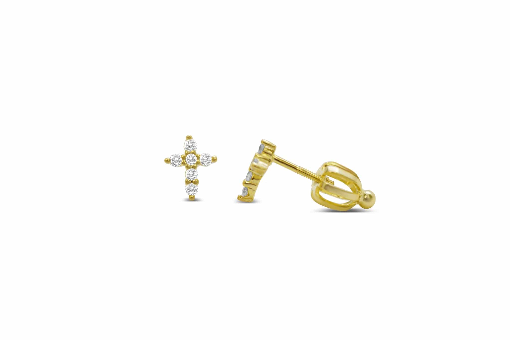 high-quality drop earrings for women-Gold Prong Cross Earrings