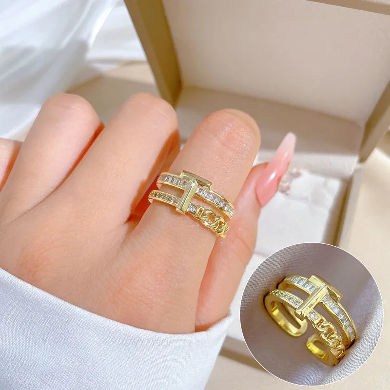 colorful gemstone engagement rings for women-Simple Style Classic Style Solid Color Brass Plating Inlay Artificial Gemstones Gold Plated Rings