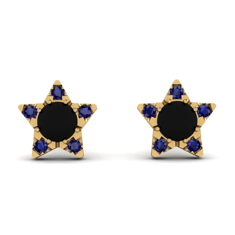 chunky drop earrings for women-Star Halo Black Diamond Earrings - Zelda No. 67