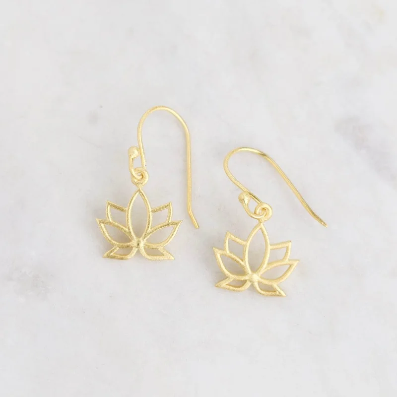 luxury gold earrings for women-Gold Lotus Earrings