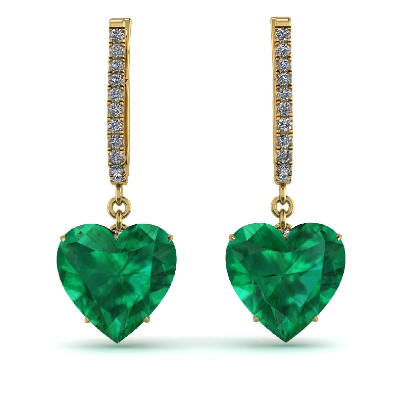 cute earrings for women-Heart Emerald Earrings - Noelle No. 4