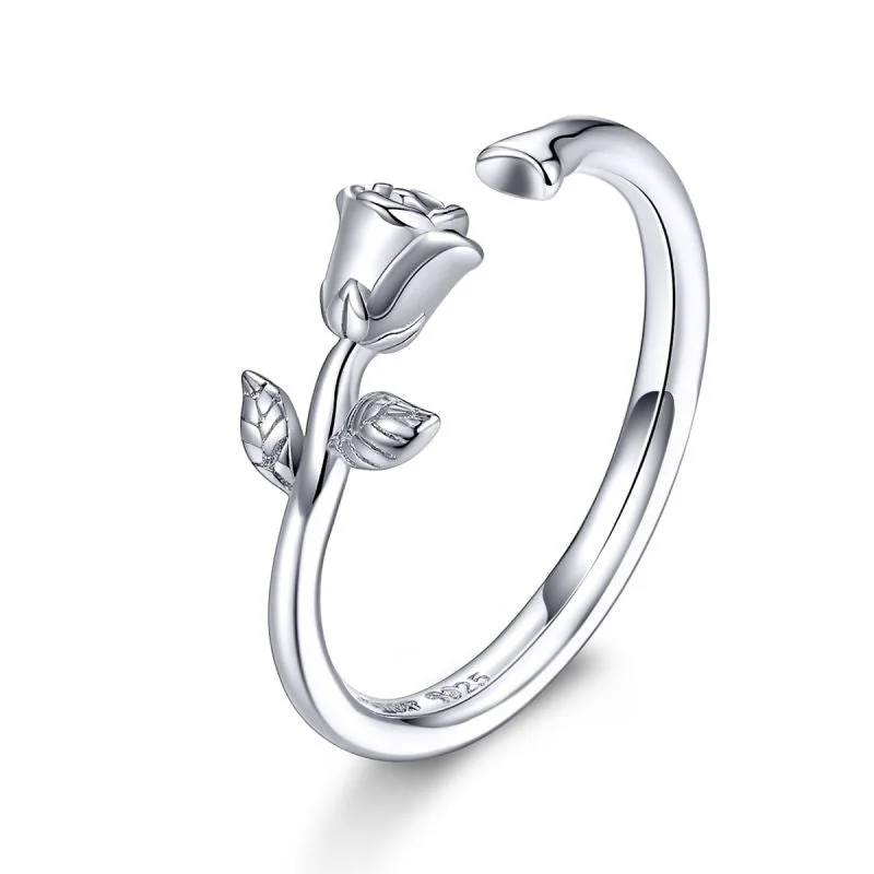 rose flower-Silver ring-Platinum