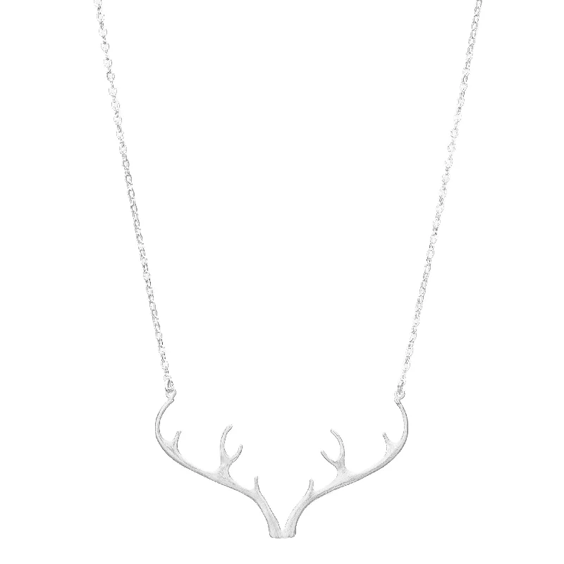 long pendant necklaces for women-Silver Antler Necklace