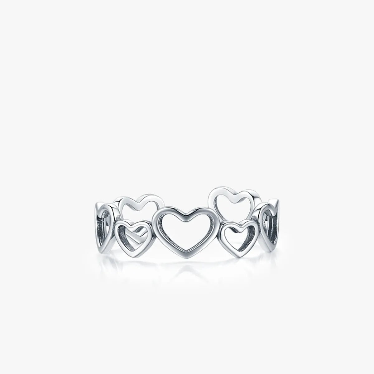 gemstone engagement rings with sapphires for women-S925 Sterling Silver Retro Irregular Heart-shaped Hollow Opening Adjustable Ring