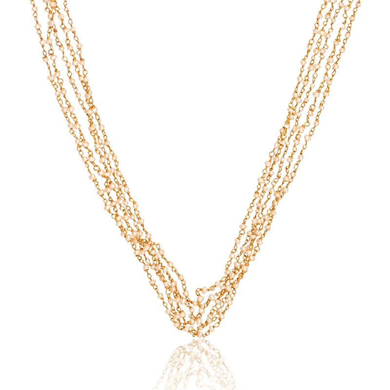 elegant gold necklaces for women-Stay Golden Necklace - Pearl