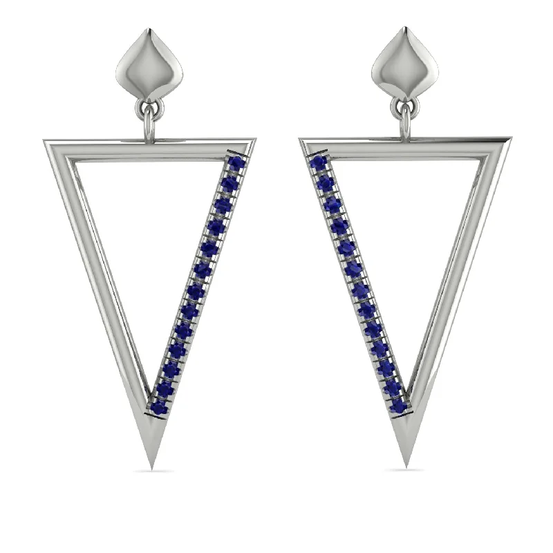 handmade gemstone earrings for women-Triangle Sapphire Stud Earrings - Amiyah No. 15