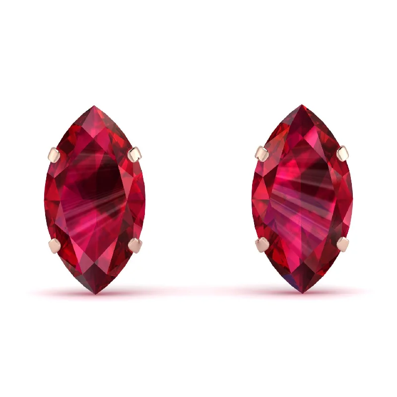 classic hoop earrings for women-Hidden Halo Marquise Ruby Earrings - Journey No. 41