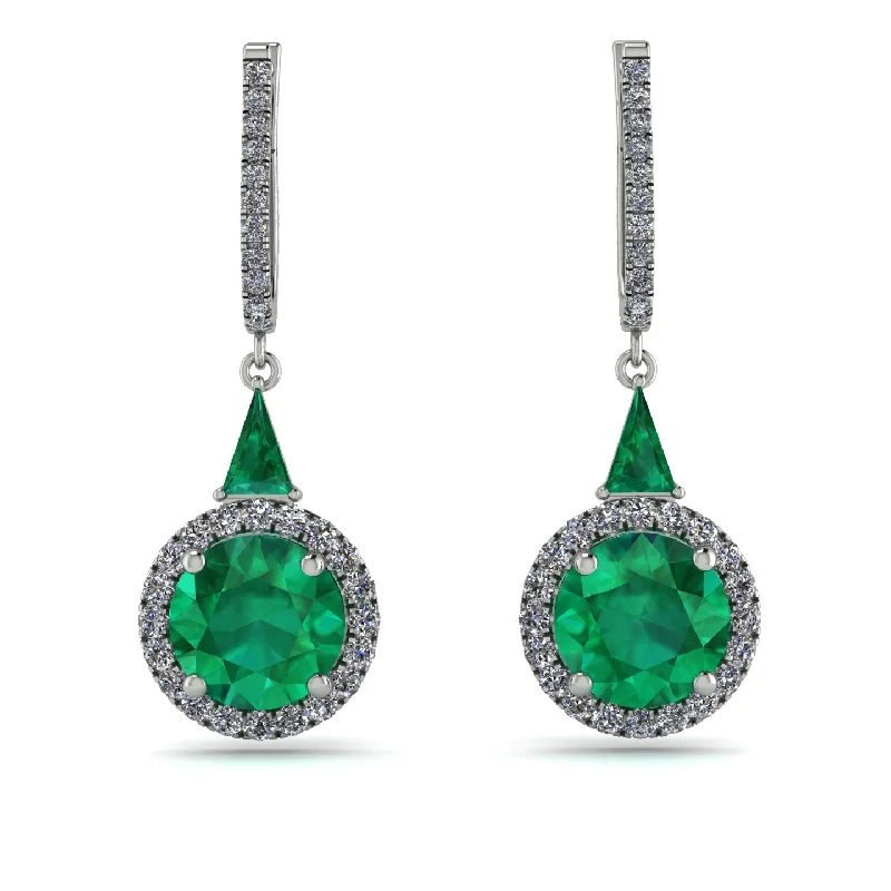 unique drop earrings for women-Hidden Halo Emerald Earrings - Joanna No. 6