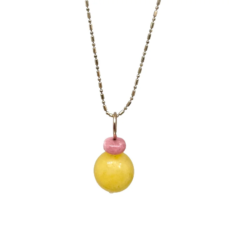 delicate gold chain necklaces for women-Lucky Pom Charm Calcite Rhodochrosite