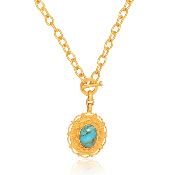 name necklaces for women-Meet Me in Mykonos Toggle Necklace - Turquoise