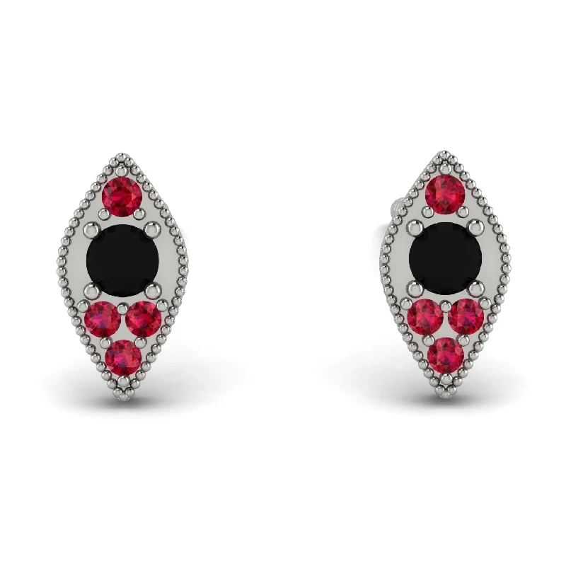 unique chandelier earrings for women-Milgrain Marquise Black Diamond Earrings - Faye No. 54