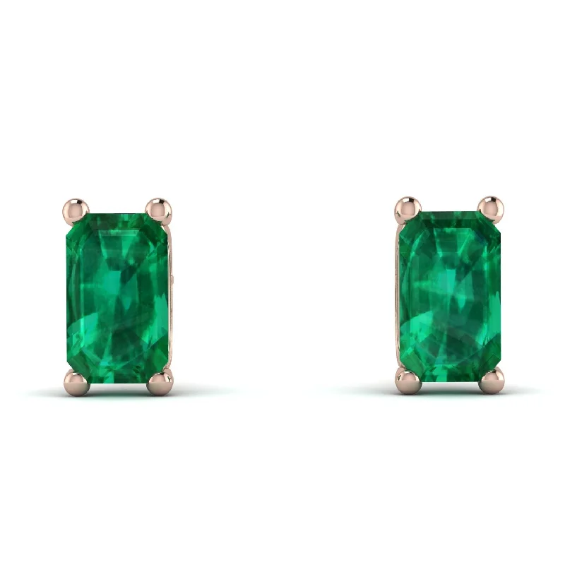 elegant stud earrings for women-Hidden Diamonds Emerald Cut Emerald Earrings - Angel No. 65