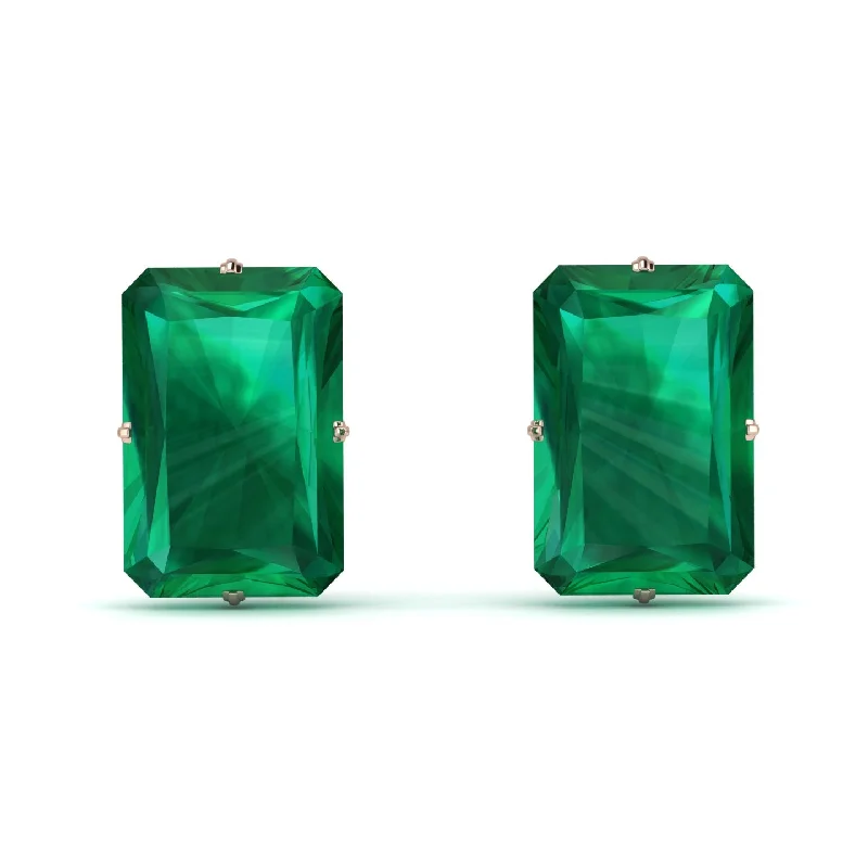 elegant earrings for women-Hidden Halo Emerald Cut Emerald Earrings  - Vanessa No. 20