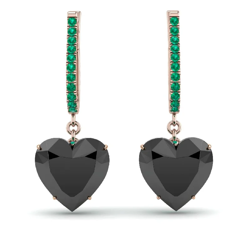 handmade stud earrings for women-Heart Black Diamond Earrings - Noelle No. 23