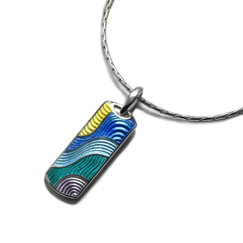 multi-layer necklaces for women-Tropical Waves Enamel Pendant