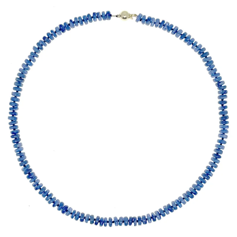 luxurious gemstone necklace sets for women-Beaded Kyanite Necklace - Medium Size