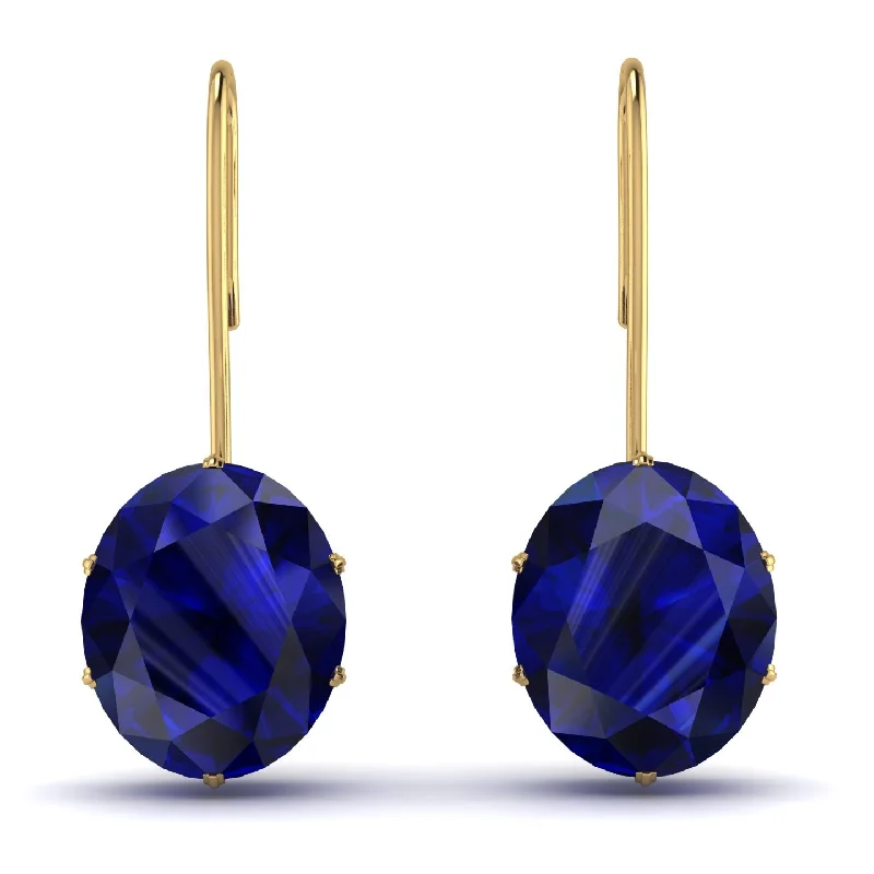 dazzling earrings for women-Oval Hidden Halo Sapphire Earrings - Gemma No. 13