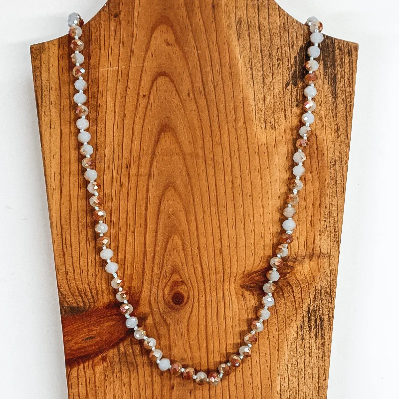 layered pendant necklaces for women-36 Inch Long Layering 8mm Crystal Strand Necklace in Periwinkle and Rust